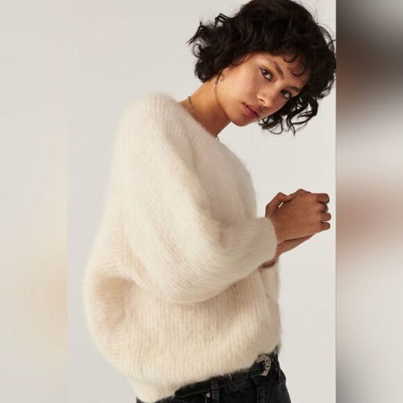 Ba&sh Fill Twisted Alpaca Wool Cream Sweater Backless Crew Scoop Size XS - Picture 6 of 14